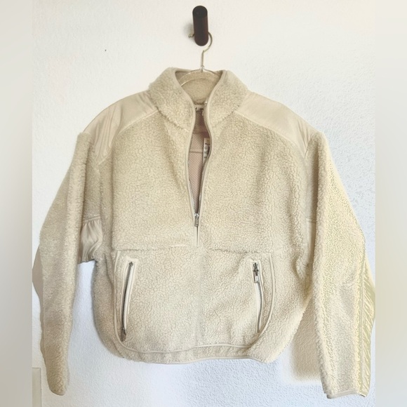 MADEWELL Faux Shearling Half-Zip Pullover Funnelneck Kangaroo Pocket Warm Sz S - Picture 11 of 12